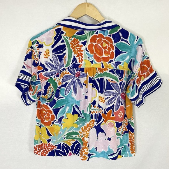 Anthropologie Sister Gulassa Whimsy Pajama Top Womens Medium Floral Boho Cropped - Picture 2 of 9